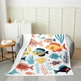 thumbnail image 3 of Boys Girls Ocean Fish Flannel Fleece Throw Blanket Twin 60"x80" Sealife Fuzzy Blanket Kids Cute Cartoon Fish All Season Bed Blanket Nature Marine Animal Teens Plush Blanket Utra Soft Bed Set, 3 of 6