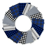 Create It 18"x21" Cotton Flannel Plaid Precut Sewing & Craft Fabric Bundle, Blue 15 Piece