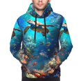 thumbnail image 4 of KLL Underwater Fish Turtle Print Mens Hoodie Long Sleeve Casual Pullover Hooded Sweatshirt Fashion Drawstring Hoodies with Pocket-Large, 4 of 6