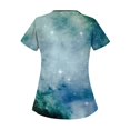 thumbnail image 2 of HAVUITYY Stretch Scrub Top for Womens, Starry Sky Printed V-neck Working Uniform, Plus Size Comfort Fit Scrubs with Pockets, 2 of 4