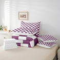 thumbnail image 4 of Erosebridal Purple Checkered King Bedding Set 7 Piece White Lavender Buffalo Plaid Grid Comforter Set With Sheets Checkerboard Bed In A Bag Teen Women Geometrical Gingham Bed Set, 4 of 5