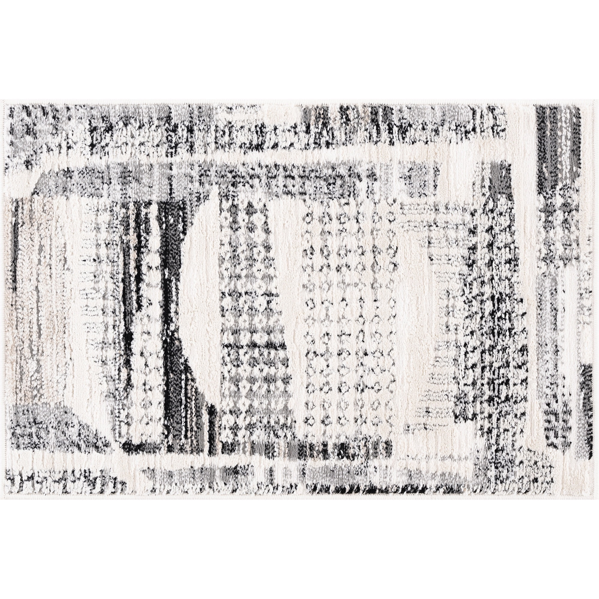 Alpha Contemporary 2' x 3' Gray and Beige Polyester Indoor Area Rug