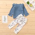 thumbnail image 4 of AURIGATE Toddler Baby Girl Dress Infant Baby Kids Girls Flare Sleeve Ruffle T shirt Floral Pants Outfits Sets, 4 of 5