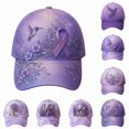 thumbnail image 4 of MuXiKeJi Clothes Ribbon Cancer Survivor Hat, Floral Hummingbird Awareness Baseball Cap for Women Gift, 4 of 4