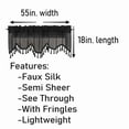 thumbnail image 5 of Gorgeous Home Linen 1Pc Wave Black Waterfall Valance with Tassels Faux Silk Rod Pocket Semi Sheer Dressing Window 55" wide X 18" long for kitchen décor, 5 of 5