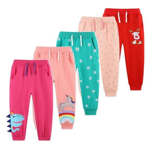 Bellafa Toddler Girls Sweatpants Kids Casual Athletic Pull-On Cotton Jogger Pants with Drawstring for Boys Girls-Dinosuar