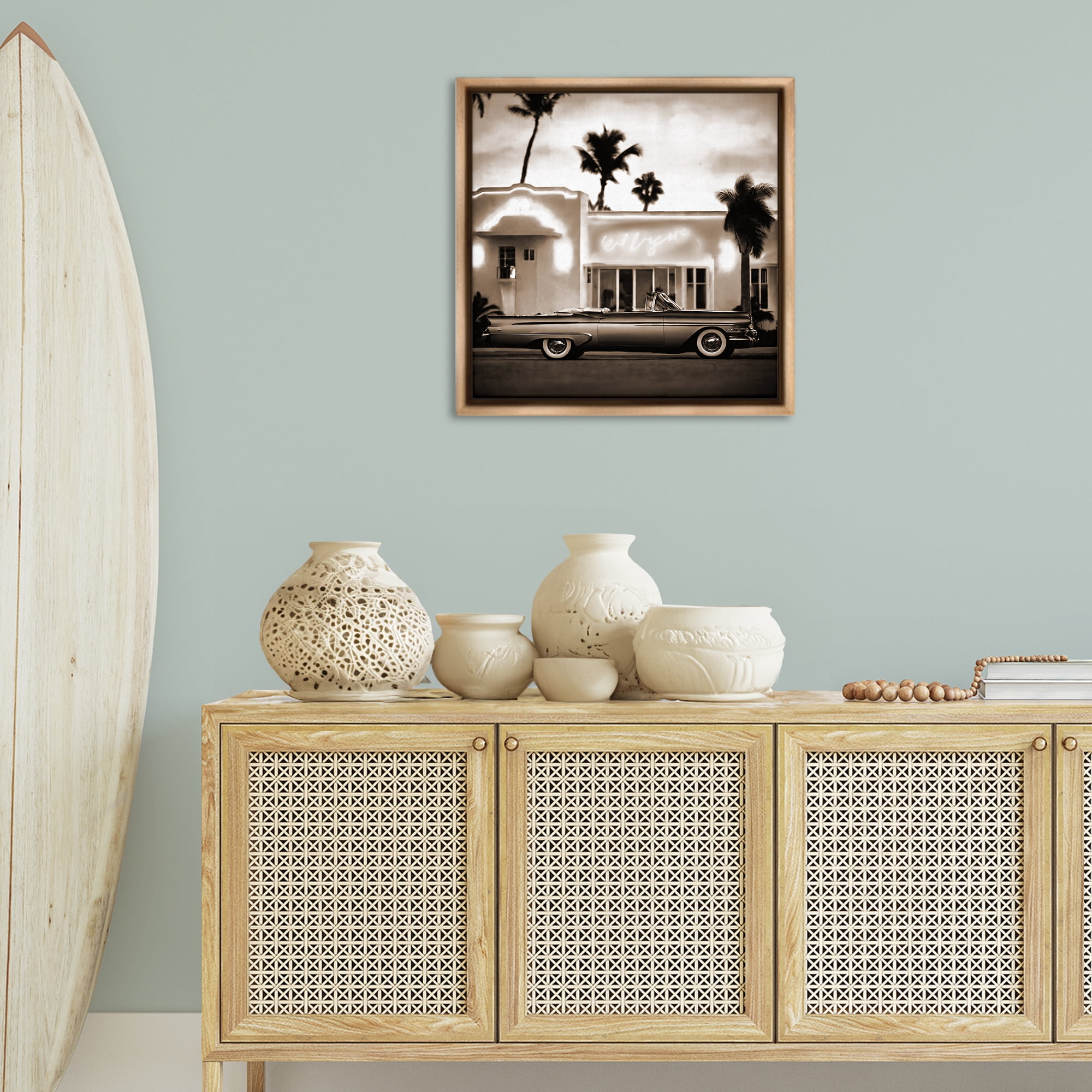 Stupell Industries Sepia Classic Car Transportation Painting Brown Floater Framed Canvas Art Print Wall Art, 25 x 25