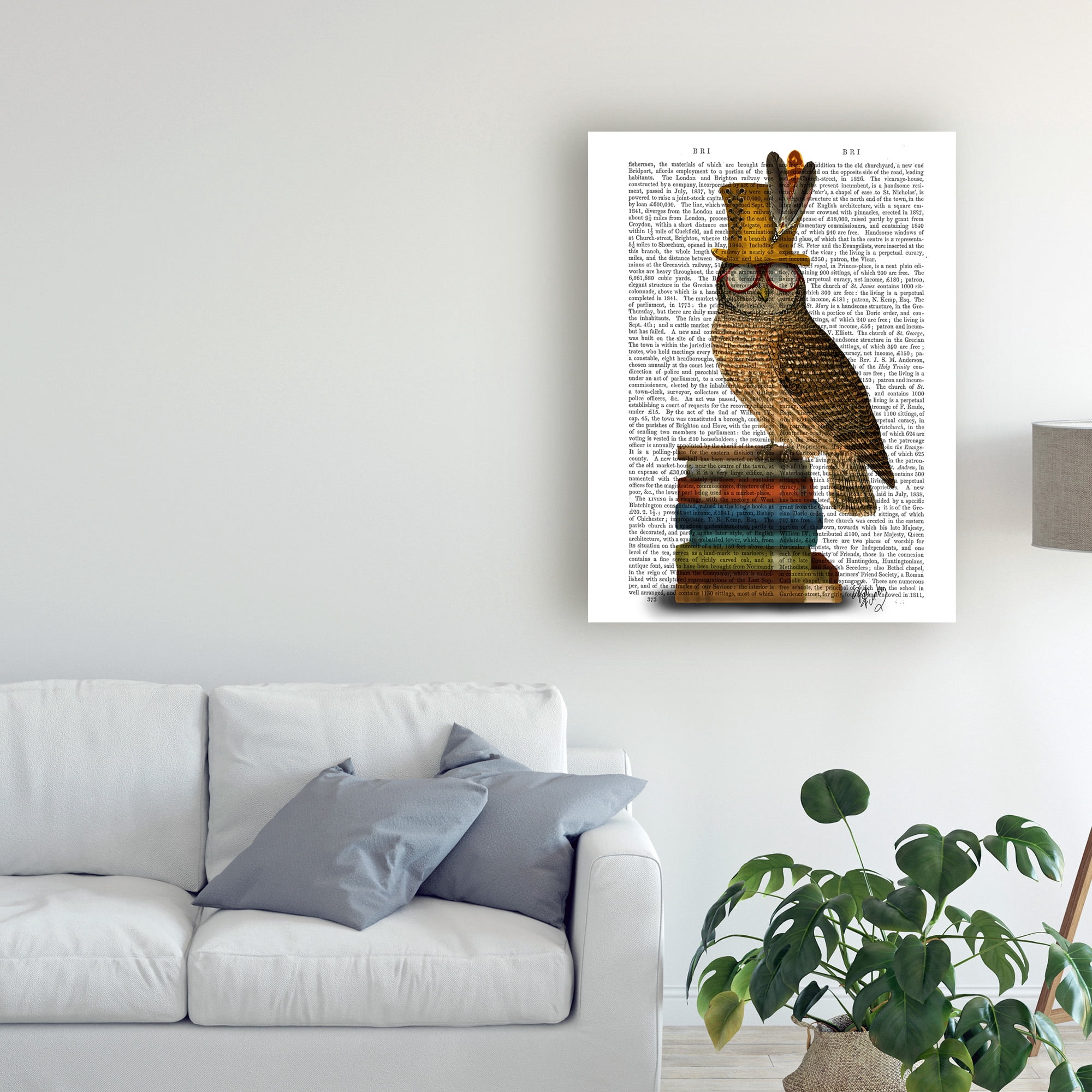 Trademark Fine Art 'Owl On Books' Canvas Art by Fab Funky