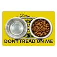 thumbnail image 1 of Don't Treat on Me Pet Mat for Food and Water, American Independence Rattlesnake Gadsden Flag, Non-Slip Rubber Mat for Dogs and Cats, 18" X 12", by Ambesonne, 1 of 2
