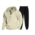 thumbnail image 2 of Clearance MSJUHEG Mens Sweatpants Autumn and Winter Men's Zipper Neckline Pullover Sweatpants Sportswear Sweatsuits for Men Zip Up Hoodie Men Lounge Set Men's Tracksuits Z Beige L, 2 of 9