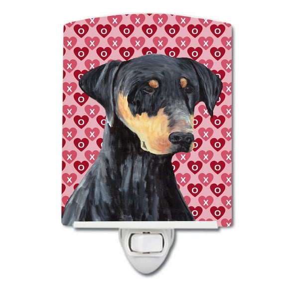 Doberman Hearts Love Valentine's Day Ceramic Night Light