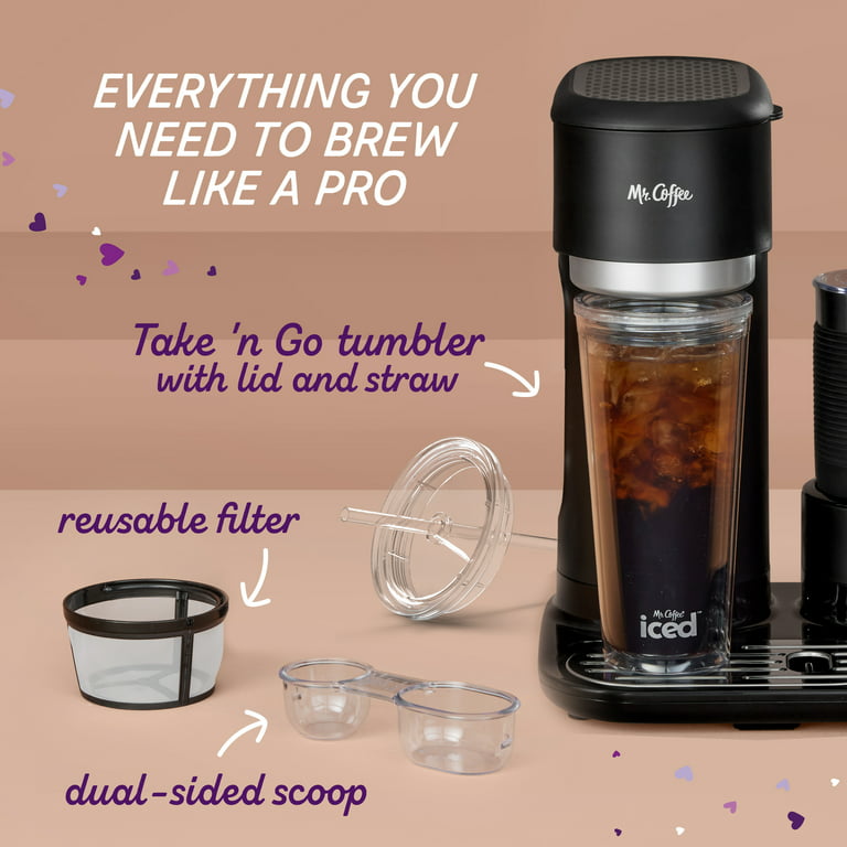 Mr. Coffee 4-in1 Single-Serve Latte, Iced, and Hot Coffee Maker, Black 