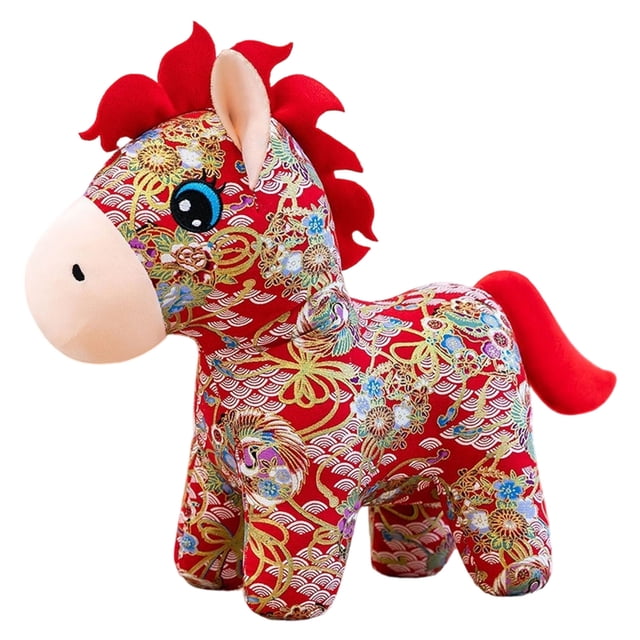 Liyamei Zodiac Horse 20/30cm Pattern Soft Stuffed Animal Festive For Home /Birthday/Chinese Year