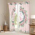 thumbnail image 3 of jejeloiu pink Monogrammed K Black Out Curtains,Cartoon Floral Curtains Pack of 2 (42x63 Each),Retro Rustic Plant Bedroom Curtains For Girl Teens,Ultra Soft Bedroom Decor, 3 of 6
