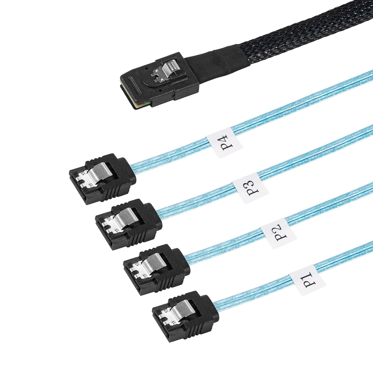 HRTGFD-Mini SAS to SATA Cable 36pin (SFF-8087) Male to 4X SATA 7pin Female Fan-Out Cable, 1Meter/ 3.3feet