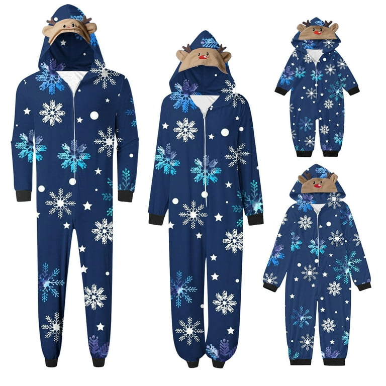 Jacenvly Family Christmas Pajamas Clearance Long Sleeve Snowflake Print  Soft Comfort Loungewear Womens Pajamas Crewneck Casual Cute Home Wear  Festive Sleepwear Sets Jumpsuit 