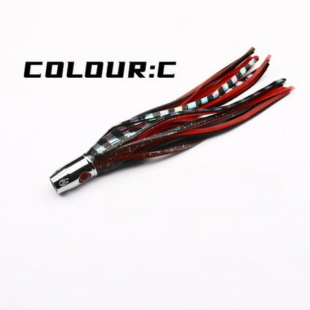 Soft Skirt Lure Metal Head Rigged Trolling Tuna Leurre Octopus Big Game Fishing Marlin Tuna 165Mm/40G Colorful Fishing Lure Bait C