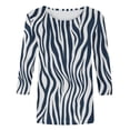 thumbnail image 4 of Pompotops T-shirt de Mode pour Femme Mi-Long Manches 3/4 Blouse Col Rond Hauts Décontractés Liquidation, 4 of 5