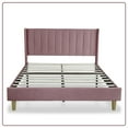 thumbnail image 4 of Tslinn Queen Valvet Platform Bed with Tools & Slats, Pink, 4 of 5