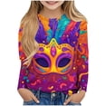 thumbnail image 2 of Blusas y camisas de manga larga con cuello redondo Camisas con estampados de manga larga Cuello redondo lindo Blusas casuales elegantes Ropa Camisas de cuello redondo Niña Top de poliéster, 2 of 5