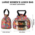 thumbnail image 5 of Pioneer Flower Floral Print Pattern Drawstring Lunch Bag Women - Drawstring Lunch Bag Insulated for Work Office - Stain-Resistant Large Lunchbags for Women with Multi-Pockets, 5 of 6