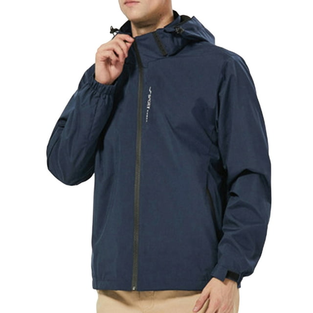 SUNSIOM Imperméable pour Hommes, Veste de Pluie Légère à Capuche avec Poches pour Randonnée en Plein Air