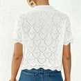 thumbnail image 5 of Ltctricy Women's Crop Crochet Tops Short Sleeve Collared Hollow out Knit Button down Shirts Lightweight Sweater Cardigans, 5 of 5
