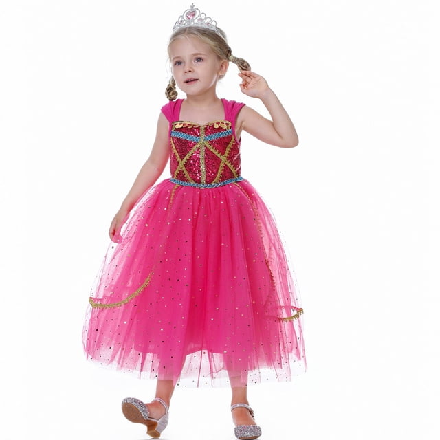 Vestido de princesa Jasmine para niñas, disfraz de Aladdín, trajes de tul tradicionales árabes para Halloween, juego de rol Fivean unisex