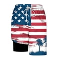 thumbnail image 4 of Mens Swim Trunks with Compression Liner, 4th of July 2-in-1 Americans Flags Print Beach Shorts, Quickly Dry Elastic Waist Drawstring Board with Pocketed, 4 of 6