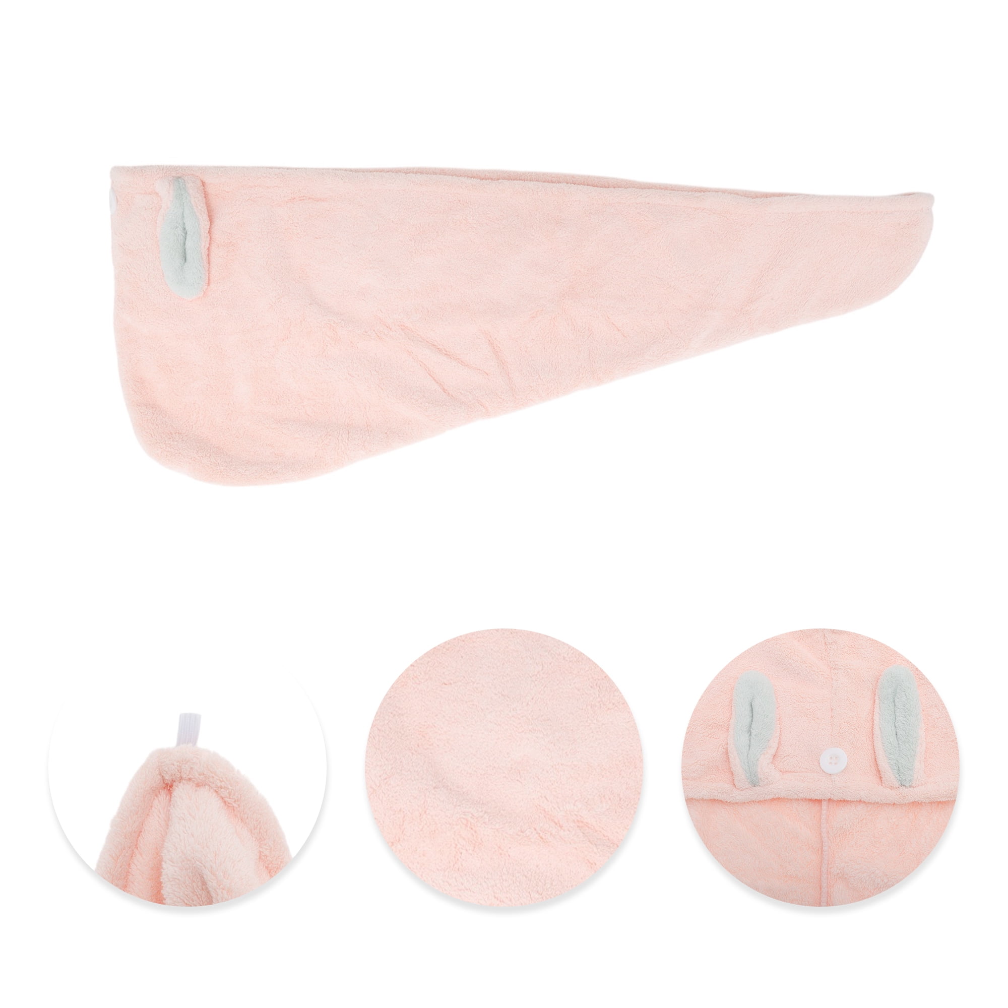 Unique Bargains 1pc Absorbent Cartoon Rabbit Ears-shaped Hair Towel 24.41"x 9.06" Pink
