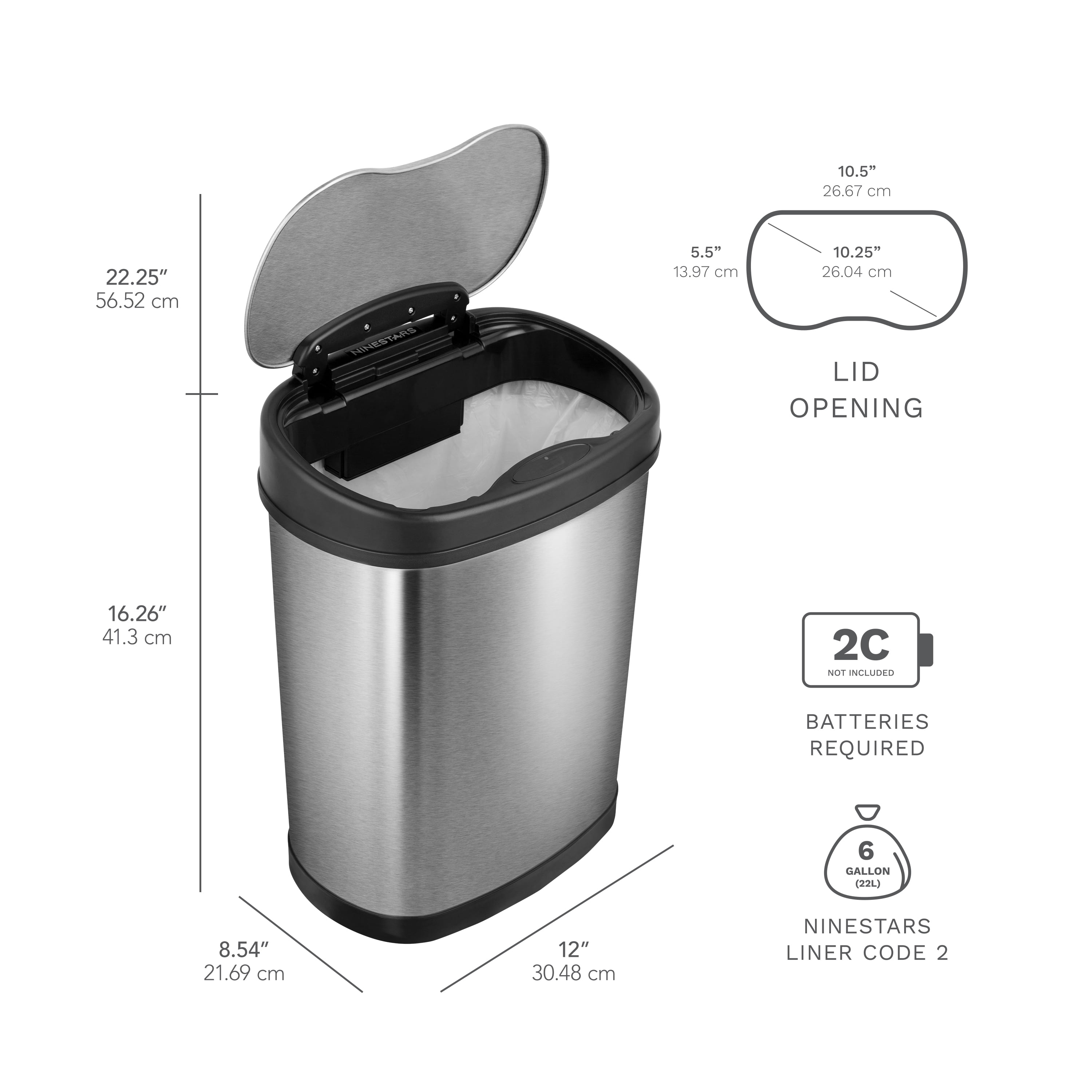 Nine Stars 3.1 Gallons Steel Motion Sensor Waste Basket & Reviews