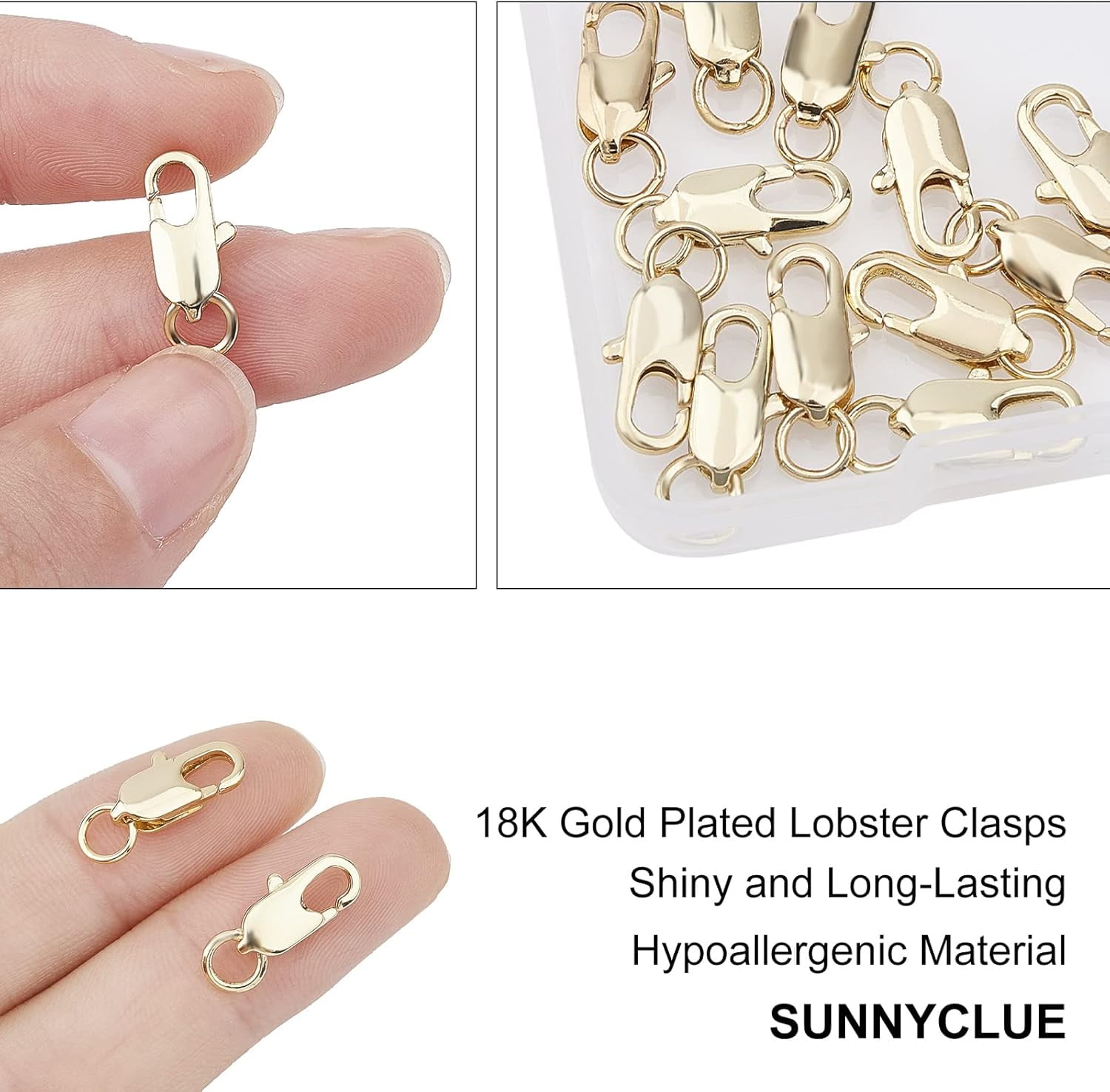 1 Box 4Pcs 14K Gold-Filled Lobster Claw Clasp with Open Jump Ring 10mm Lobster Clasps Bead Jewellery Findings