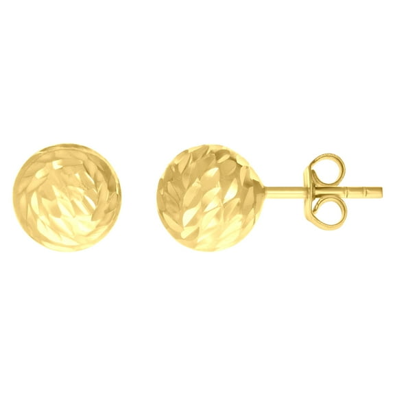 14k Yellow Gold Womens Diamond-cut Ball Stud Earrings Jewelry Gift for Women