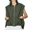 thumbnail image 5 of Weiqiqre Vest for Women Casual Zip Up Vest Cargo Oversized Ruched Hem Sleeveless Jackets Tops, 5 of 8