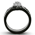 thumbnail image 3 of Luxe Jewelry Designs Set of 3 Women's Black Ion Plated Stainless Steel Wedding Ring with Round CZ -, 3 of 4