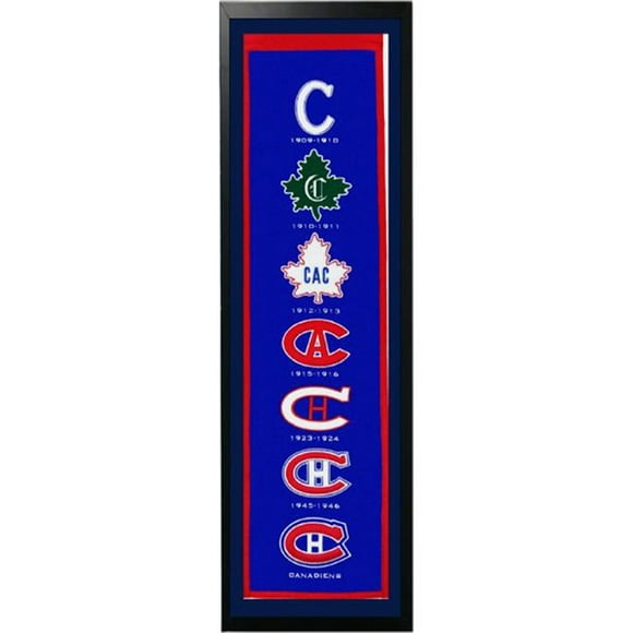Encore Select 109-73 Montreal Canadiens Logo Histoire Feutre Bannière - 14 x 37 Po.