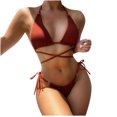 thumbnail image 1 of Mujeres sexy sólido vendaje bikini conjunto push-up pad traje de baño ropa de playa Fridja  nalpqowj22444, 1 of 1