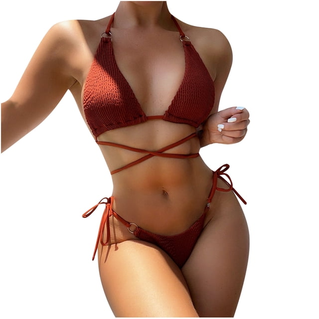 Mujeres sexy sólido vendaje bikini conjunto push-up pad traje de baño ropa de playa Fridja nalpqowj22444