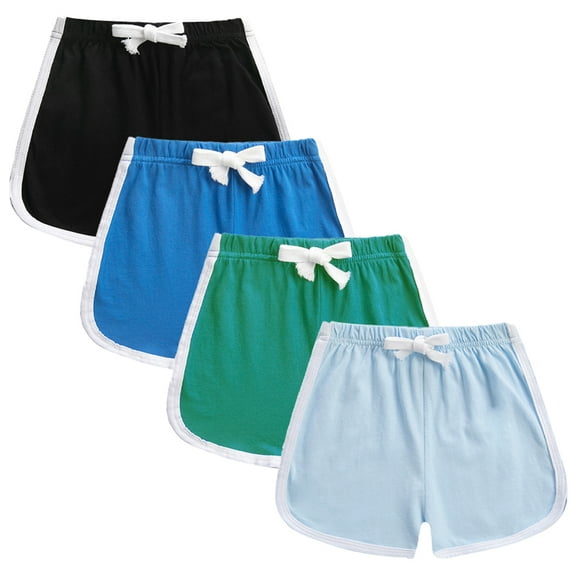 LYMAYTER Boys Girls Cotton Shorts for Kids Toddler Summer Elastic Waist Comfortable Sweat Pants for 1-9 Years