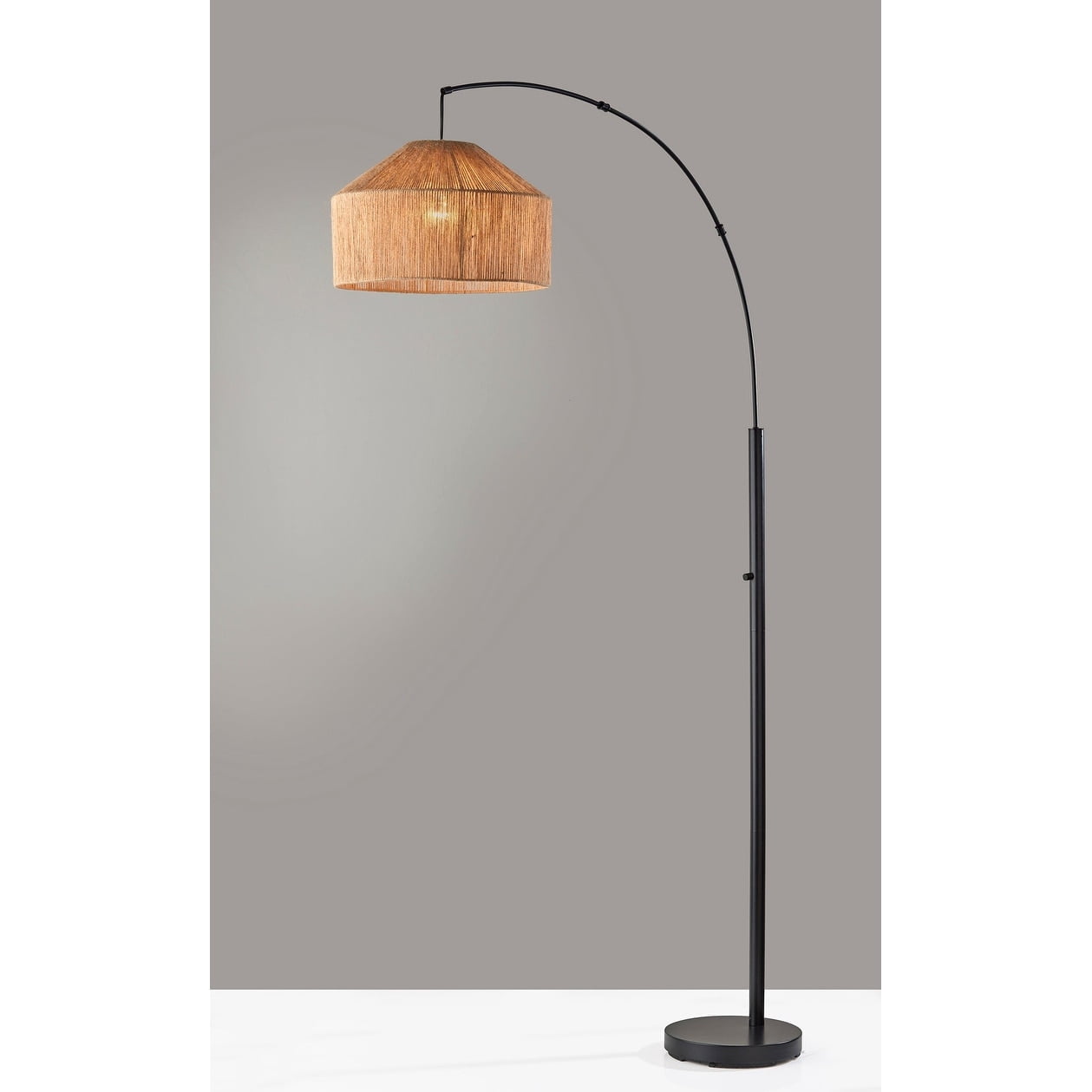 Adesso Amalfi 75" Black Arc Floor Lamp with Black Dome Shade
