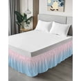 thumbnail image 4 of Minimalist Pink Bed Skirt and Blue Gradient Bed Skirts King Size 16 Inch Drop, Wrap Around Dust Ruffle&nbsp;Bedskirt with Adjustable Elastic Belt for Queen Size Beds, 4 of 7
