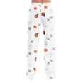 thumbnail image 7 of OIOLOYJM Halloween Wide Pants for Women Cute Ghost Pumpkin Print Sleep Soft Novelty Pajama Bottoms Stretch Yoga Elastic Waist Sweat Pants White M, 7 of 7