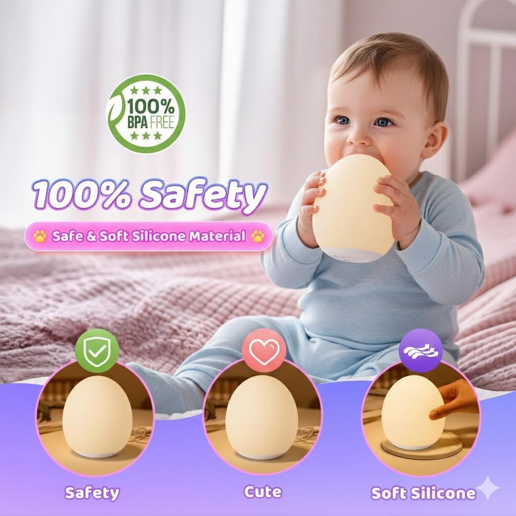 Night Light for Kids,Egg Night Light Light with 7 Colors Changing Mode & 30-Min Timer Portable Nursery Night Lamp forBaby Nursery & Kids Bedroom,DIY Hand-Painted Custom Lamp