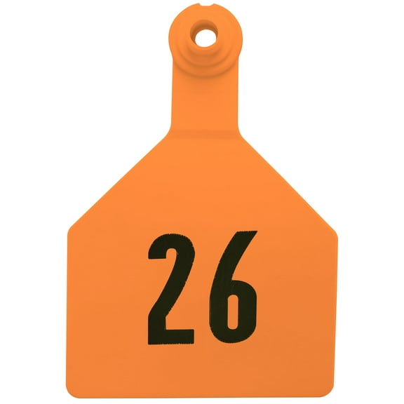 Stockman 2-Piece Numbered Cow with Male Rivet Tags, Orange Number: 76-100