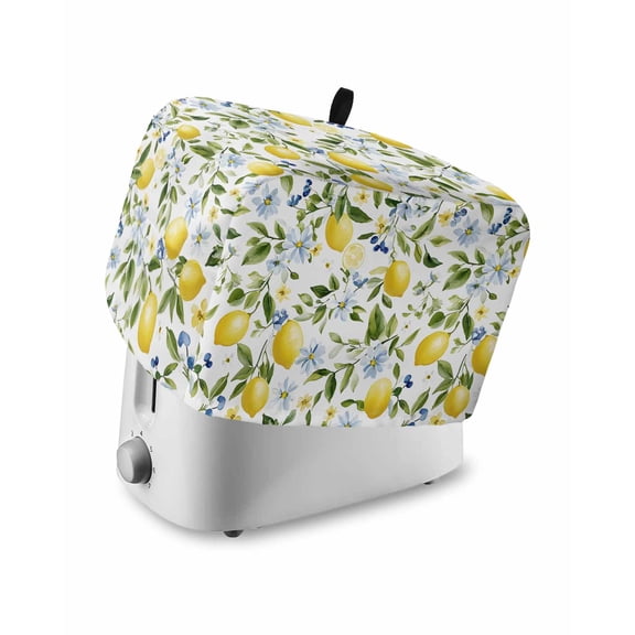 Lemon Eucalyptus Toaster Cover 2 Slice, Farm Country Leaf Plant Floral Fruit Dustproof Bread Machine Oven Cover with Storage Pockets, Fits Most Kitchen Toasters Protector