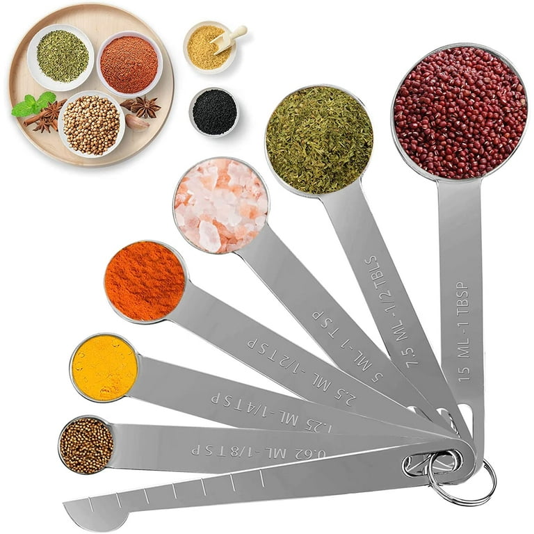 Measuring Spoons with Leveler,Metric and US Measurements Stainless