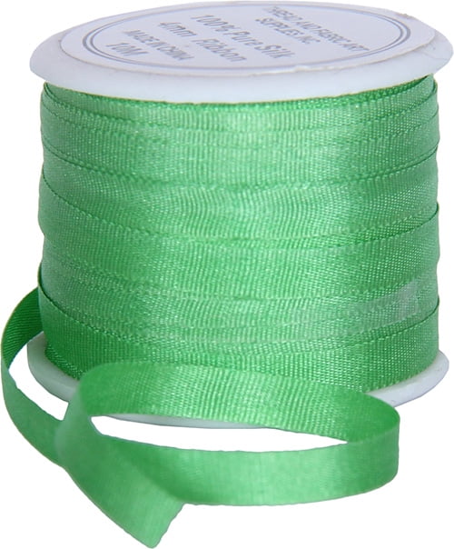 4mm Silk Ribbon Set Green Shades Five Spool Collection 100% Pure