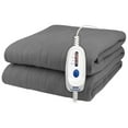 thumbnail image 1 of Pure Warmth Solid Flannel Electric Heated Warming Blanket, Twin, Grey, 1 of 1
