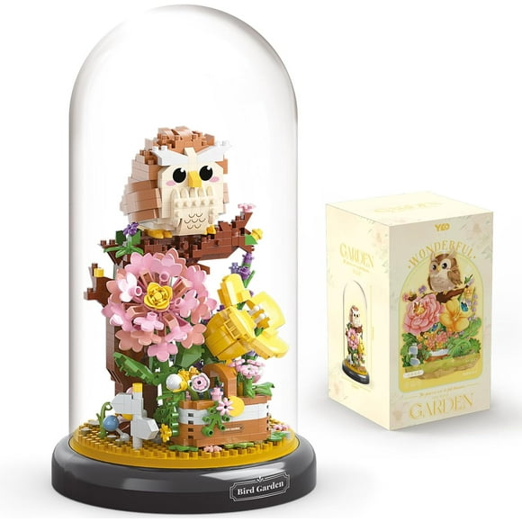 TRAHOO-Owl Flower Bouquet Building Set Plants Friend Set Adults Bonsai Tree Party Favors for Kids Animal Building Blocks Set Valentine's Birthday Gift for Girlfriend Boys Girls Age 6-12+(Owl Garden)