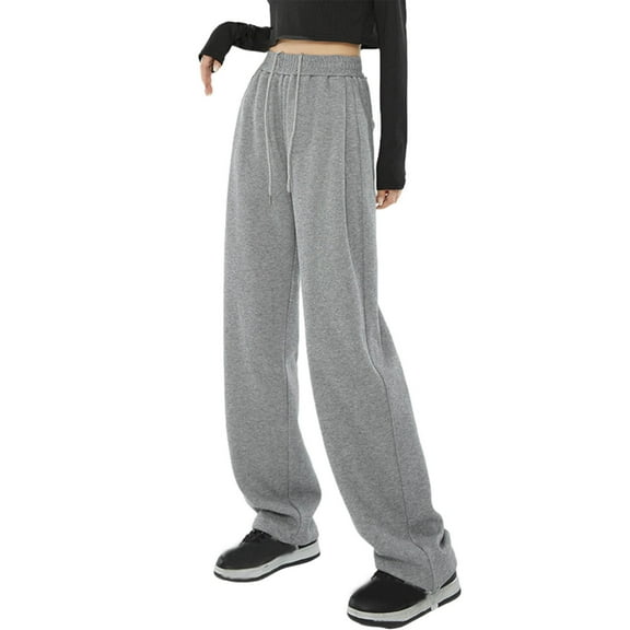 REORIAFEE Womens Sweatpants with Pockets Open Leg Solid Print Palazzo Pants Scrunch Butt Lift Adjustable Tie Knot Casual Pants Lightweight Baggy Stretchy Trousers 2024 Trending Fashion Clothing